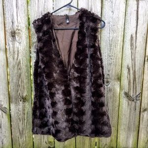 Massini Faux Fur Vest Dark Brown Very Soft Size M